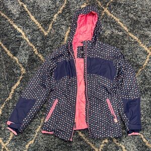 Lands' End light weight Pink and Navy Heart Pattern Jacket size M(10/12)